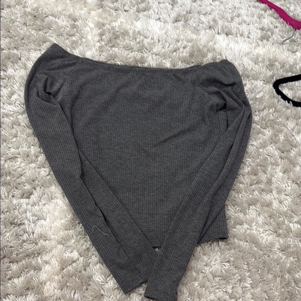 Fashion Nova Charcoal Off-Shoulder Sweater